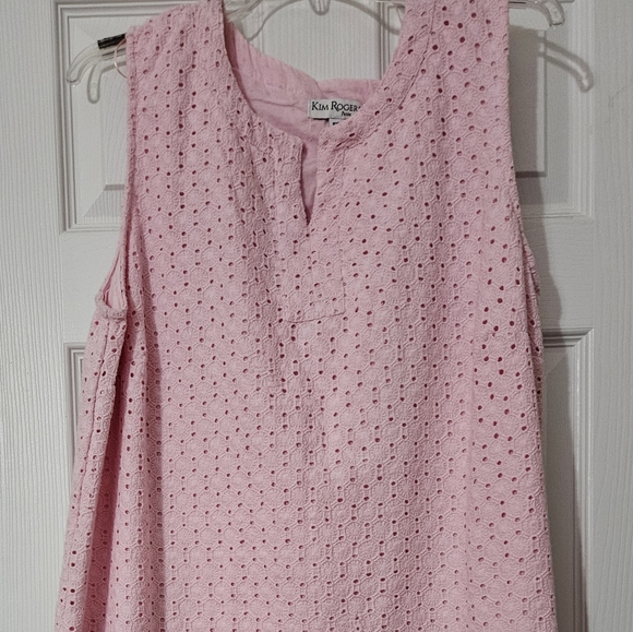 Kim Rogers Pink Sleeveless Eyelet Dress PXL - Picture 2 of 3
